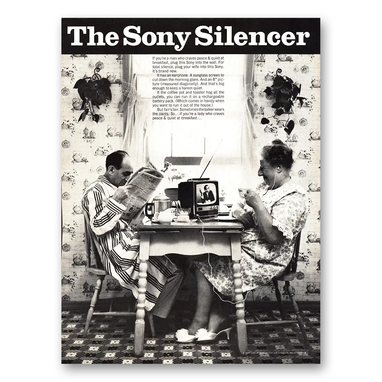 1967 Sony Television Sony Silencer Vintage Magazine Print Ad