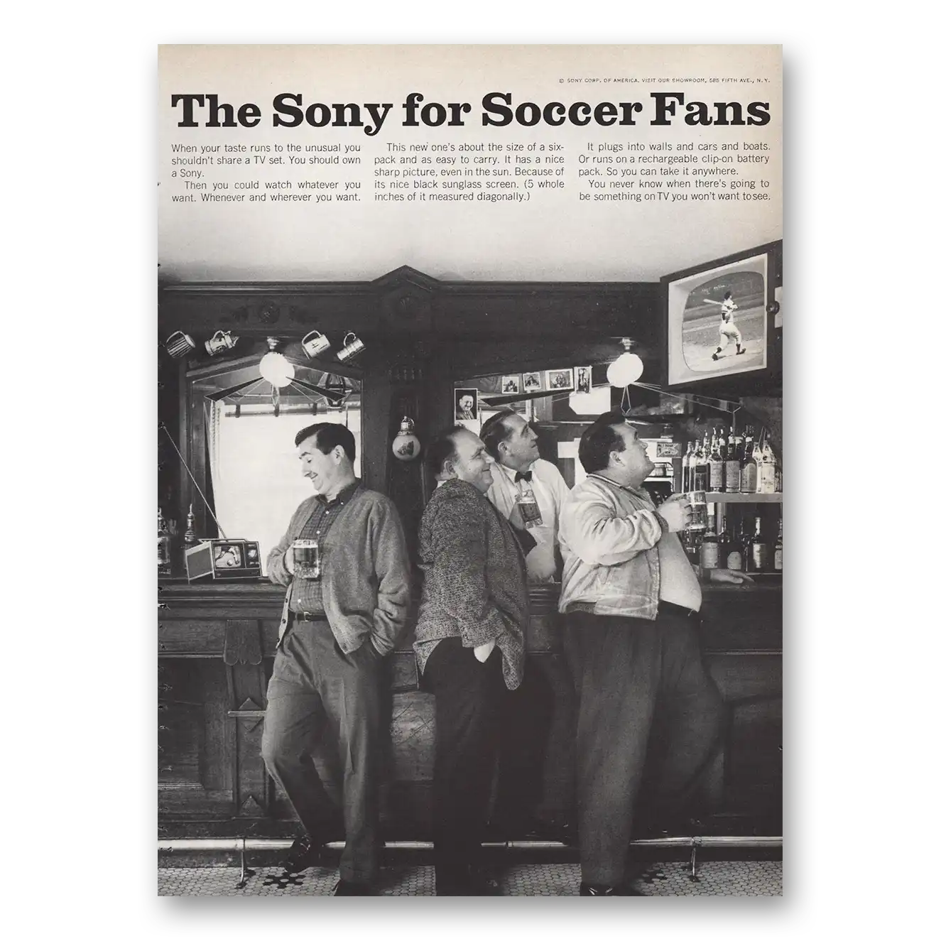 1967 Sony The Sony for Soccer Fans Vintage Magazine Print Ad