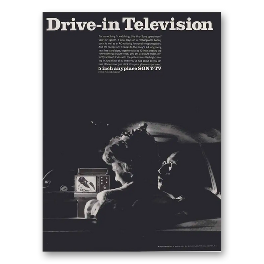 1967 Sony Television Drive In Television Vintage Magazine Print Ad