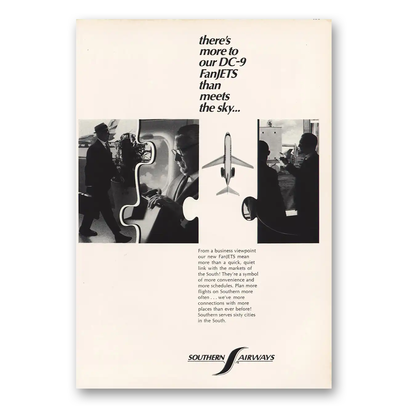 1967 Southern Airways More To Our DC9 FanJets Vintage Magazine Print Ad