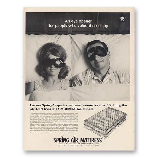 1967 Spring Air Mattress Eye Opener for People Value Their Sleep Vintage Magazine Print Ad