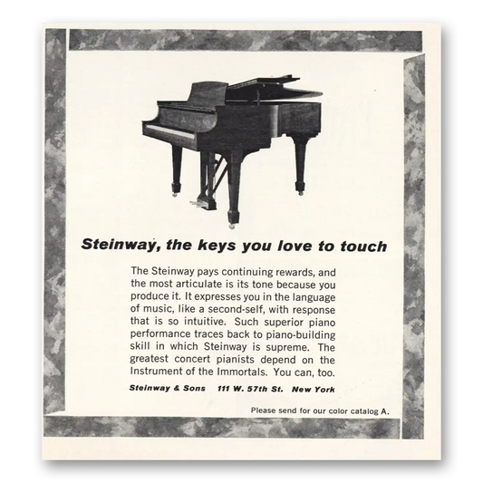 1966 Steinway Piano Keys You Love to Touch Vintage Magazine Print Ad