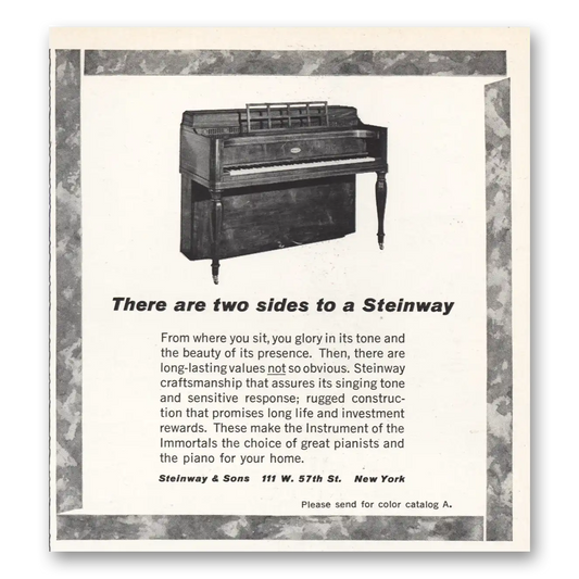 1967 Steinway Piano Two Sides Vintage Magazine Print Ad