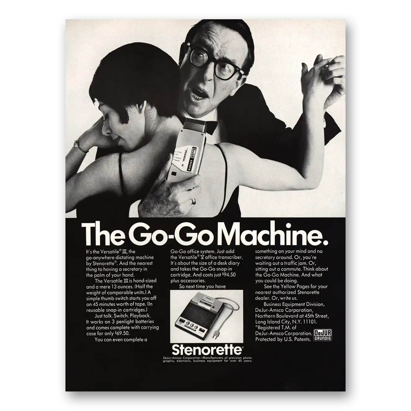 1967 Stenorette Dictating Machine Go Go Machine Vintage Magazine Print Ad