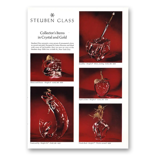 1967 Steuben Glass Crystal and Gold Vintage Magazine Print Ad