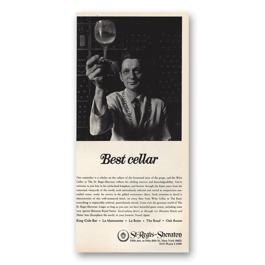 1967 Sheraton Hotels Best Cellar Vintage Magazine Print Ad