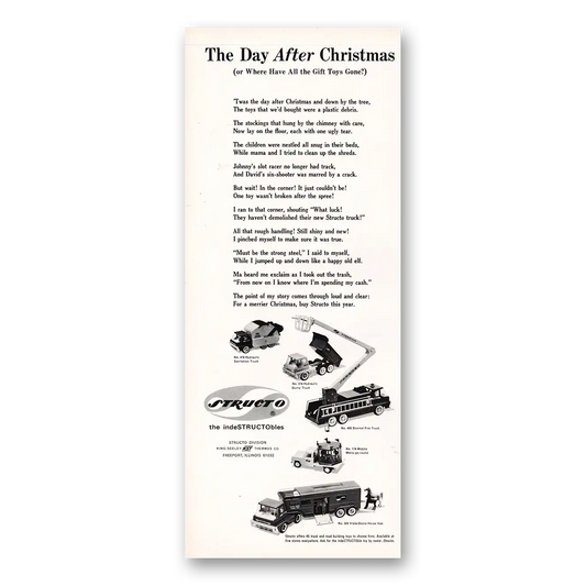 1967 Structo Toys Day After Christmas Vintage Magazine Print Ad