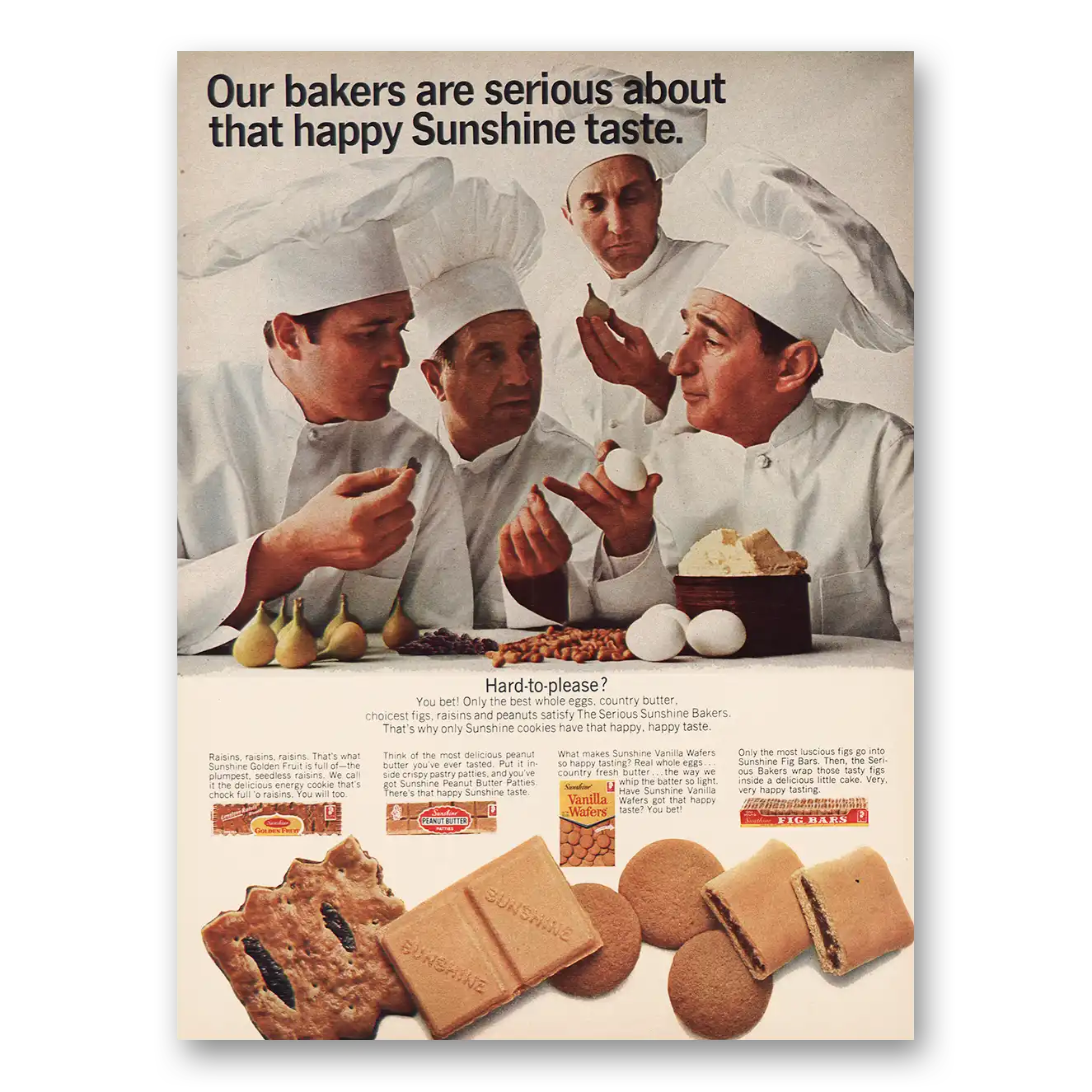 1967 Sunshine Cookies Our Bakers Are Serious Vintage Magazine Print Ad