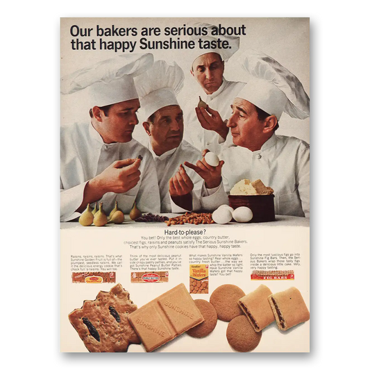 1967 Sunshine Cookies Our Bakers Are Serious Vintage Magazine Print Ad