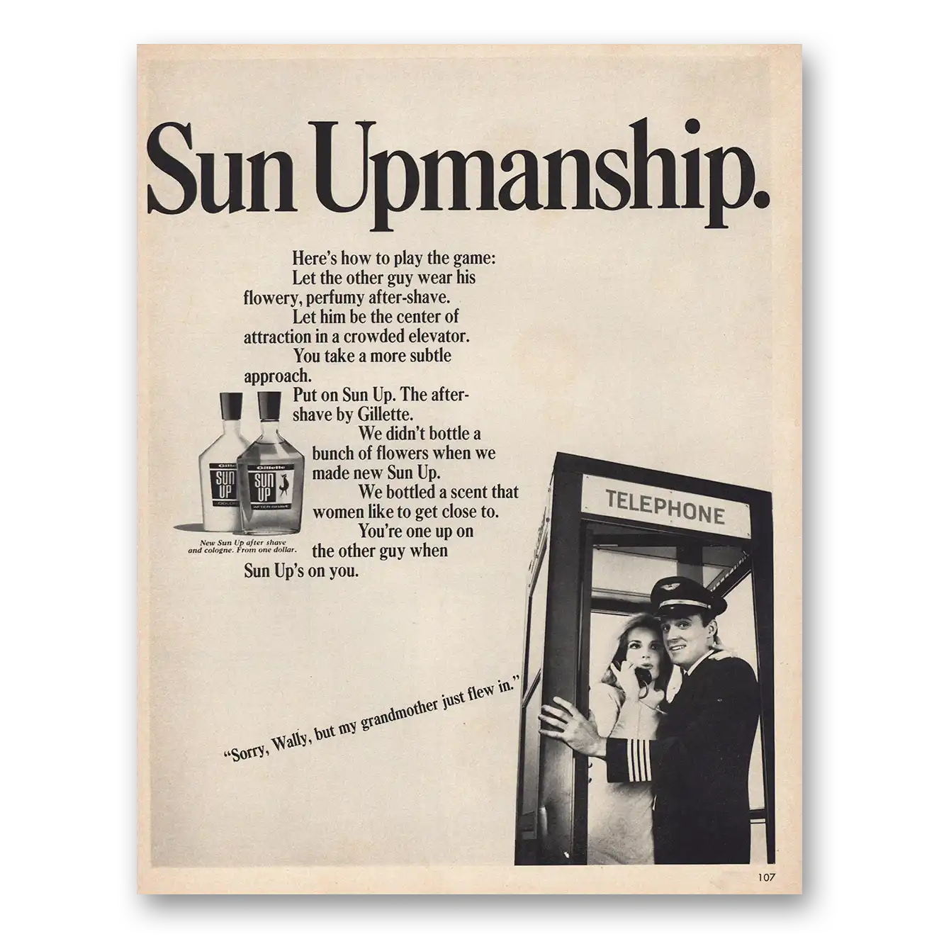 1967 Sun Up After Shave Sun Upmanship Vintage Magazine Print Ad