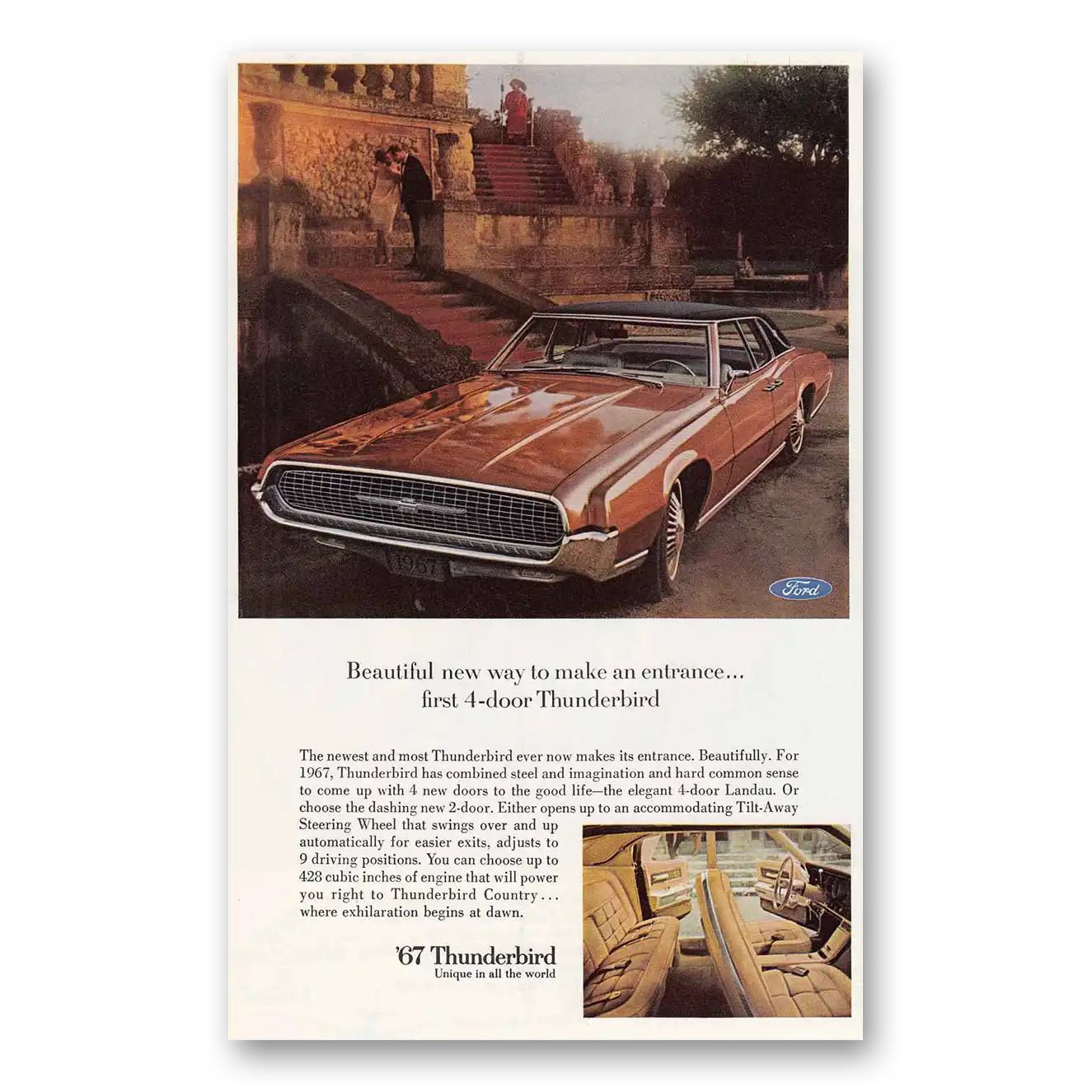 1967 Ford Thunderbird Beautiful New Way To Make An Entrance Vintage Magazine Print Ad