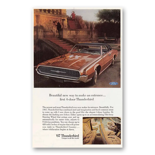 1967 Ford Thunderbird Beautiful New Way To Make An Entrance Vintage Magazine Print Ad