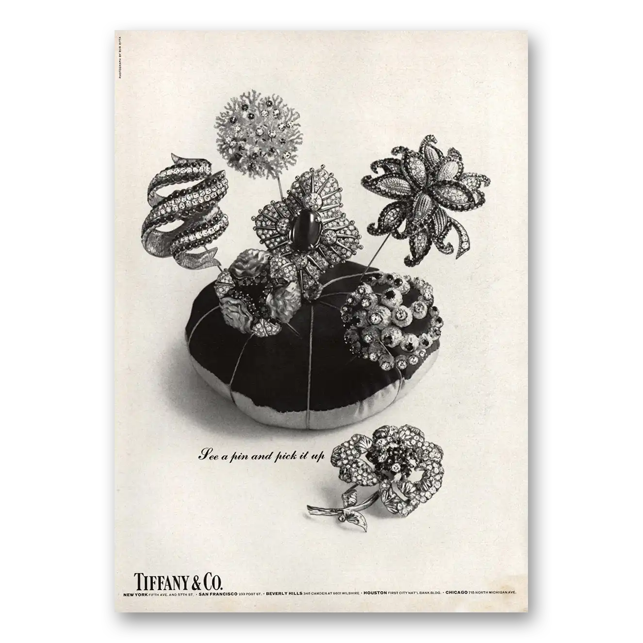 1967 Tiffany & Co See Pin and Pick It Up Vintage Magazine Print Ad