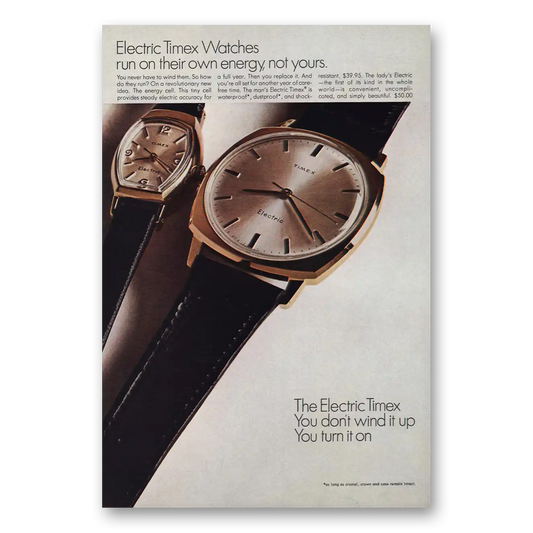 1967 Timex Watch Run on Their Own Energy Vintage Magazine Print Ad