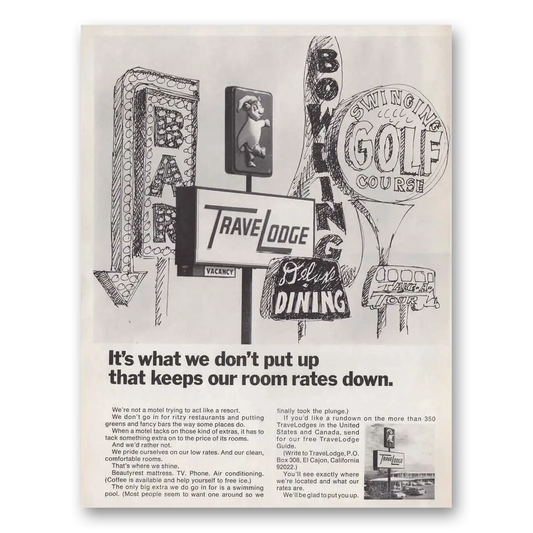 1967 Travelodge What We Dont Put Up Vintage Magazine Print Ad