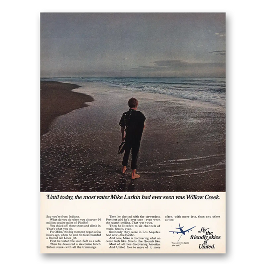 1967 United Airlines Mike Larkin Willow Creek Vintage Magazine Print Ad