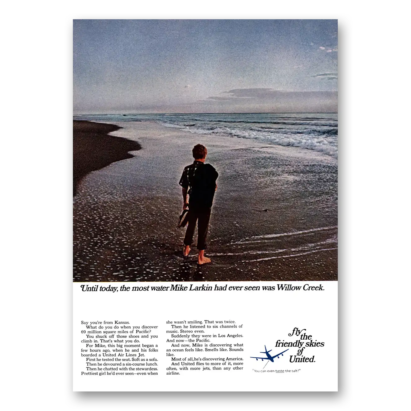 1967 United Airlines Mike Larkin Willow Creek Vintage Magazine Print Ad