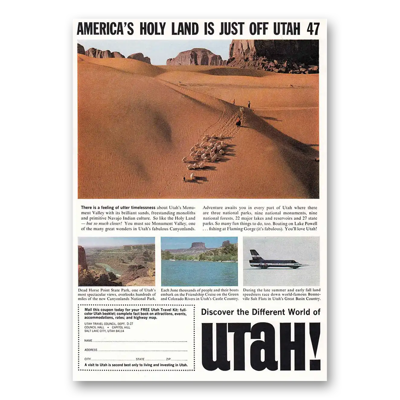 1967 Utah Americas Holy Land is Just Off Utah 47 Vintage Magazine Print Ad