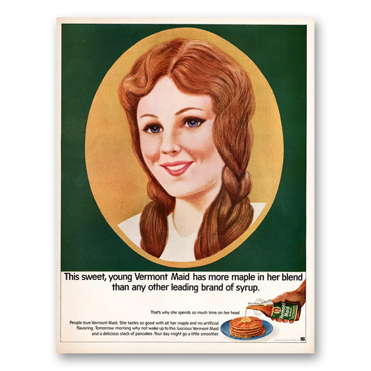 1967 Vermont Maid Syrup Sweet Young Vermont Maid Vintage Magazine Print Ad