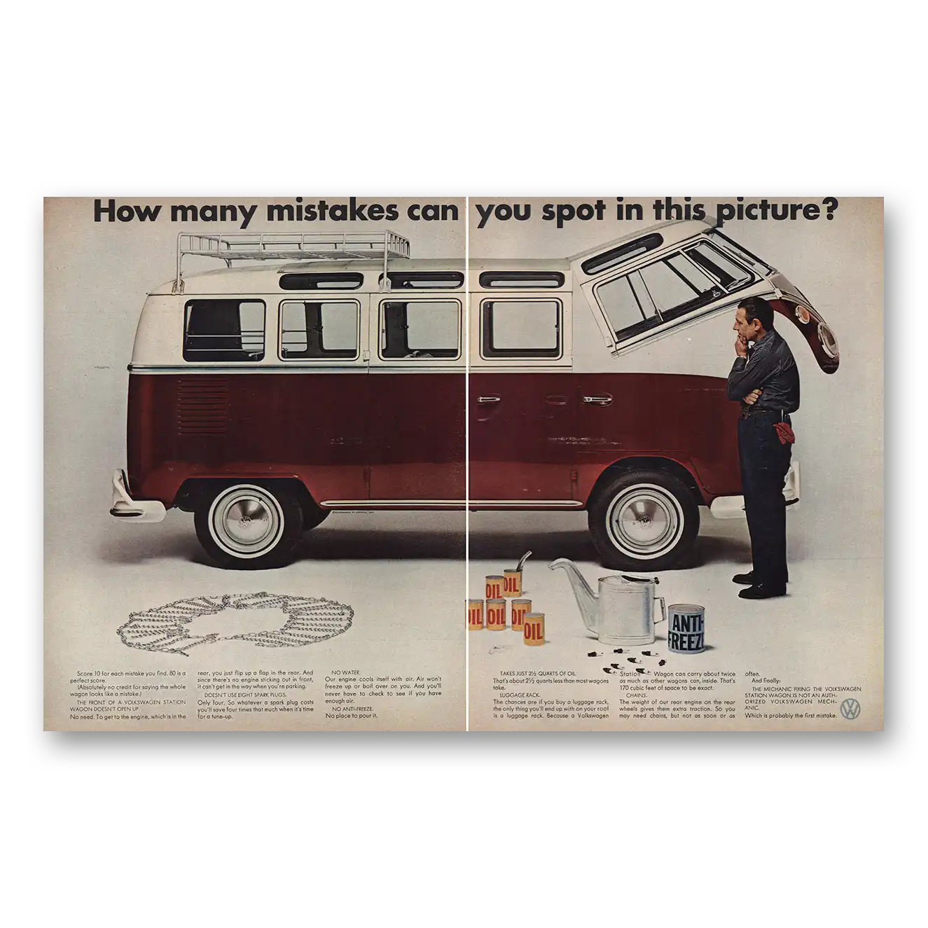 1967 Volkswagen Station Wagon How Many Mistakes Can You Spot Vintage Magazine Print Ad