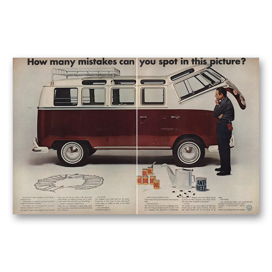 1967 Volkswagen Station Wagon How Many Mistakes Can You Spot Vintage Magazine Print Ad