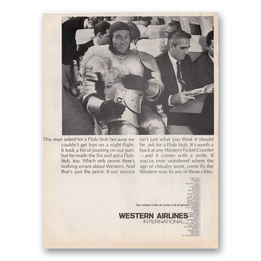 1967 Western Air Lines Man Asked for Flub Stub Vintage Magazine Print Ad