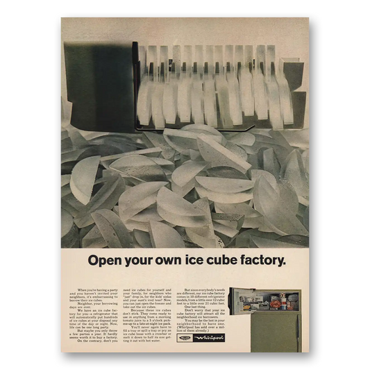 1967 Whirlpool Refrigerator Ice Cube Factory Vintage Magazine Print Ad