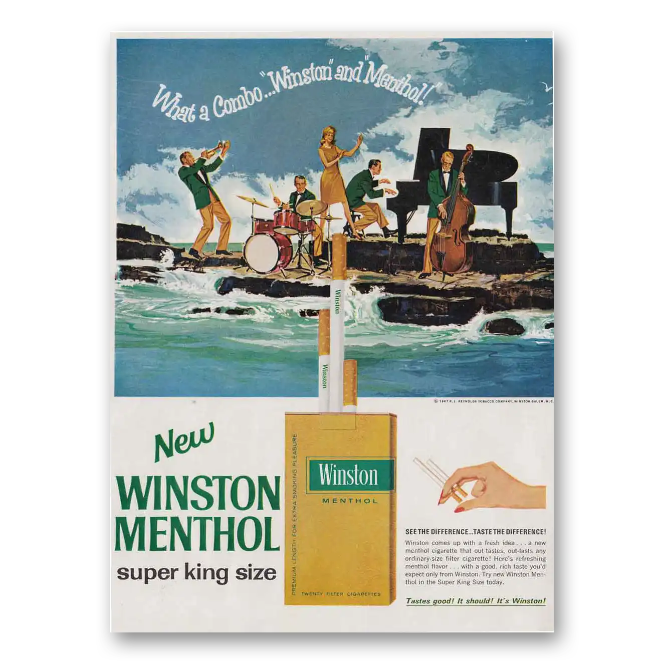 1967 Winston Cigarettes What a Combo Band Vintage Magazine Print Ad