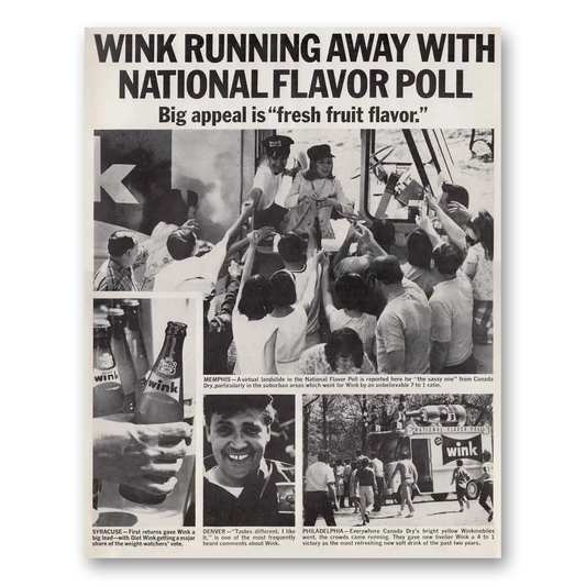 1967 Canada Dry Wink Running Away With National Flavor Poll Vintage Magazine Print Ad