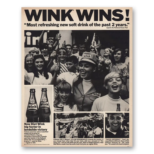 1967 Canada Dry Wink Wink Wins Vintage Magazine Print Ad