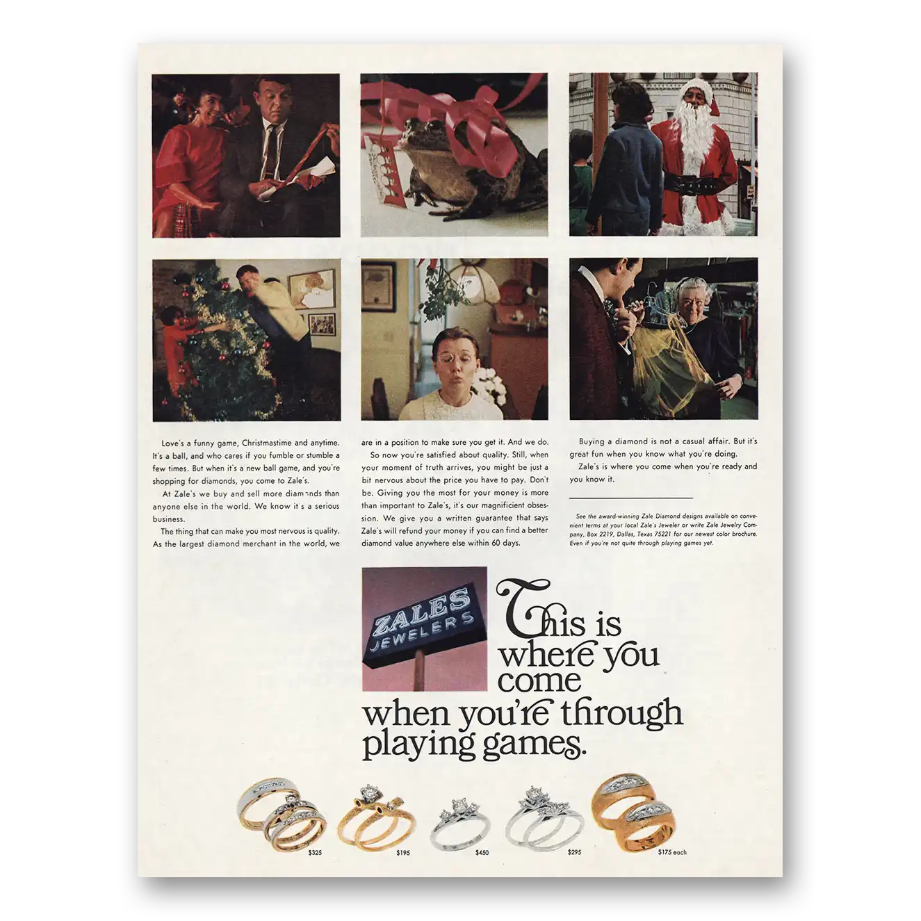 1967 Zales Jewelry When You're Through Playing Games Vintage Magazine Print Ad