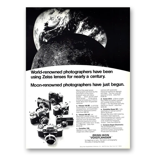 1967 Voigtlander Camera Zeiss Ikon Voigtlander Moon Owned Photographers Vintage Magazine Print Ad