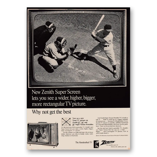 1967 Zenith Television Super Screen Lets You See a Wider Higher Bigger Vintage Magazine Print Ad