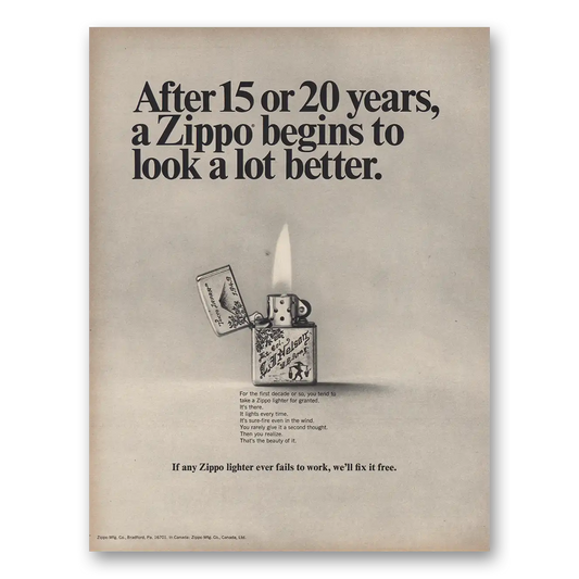 1967 Zippo Lighter Begins to Look a Lot Better Vintage Magazine Print Ad