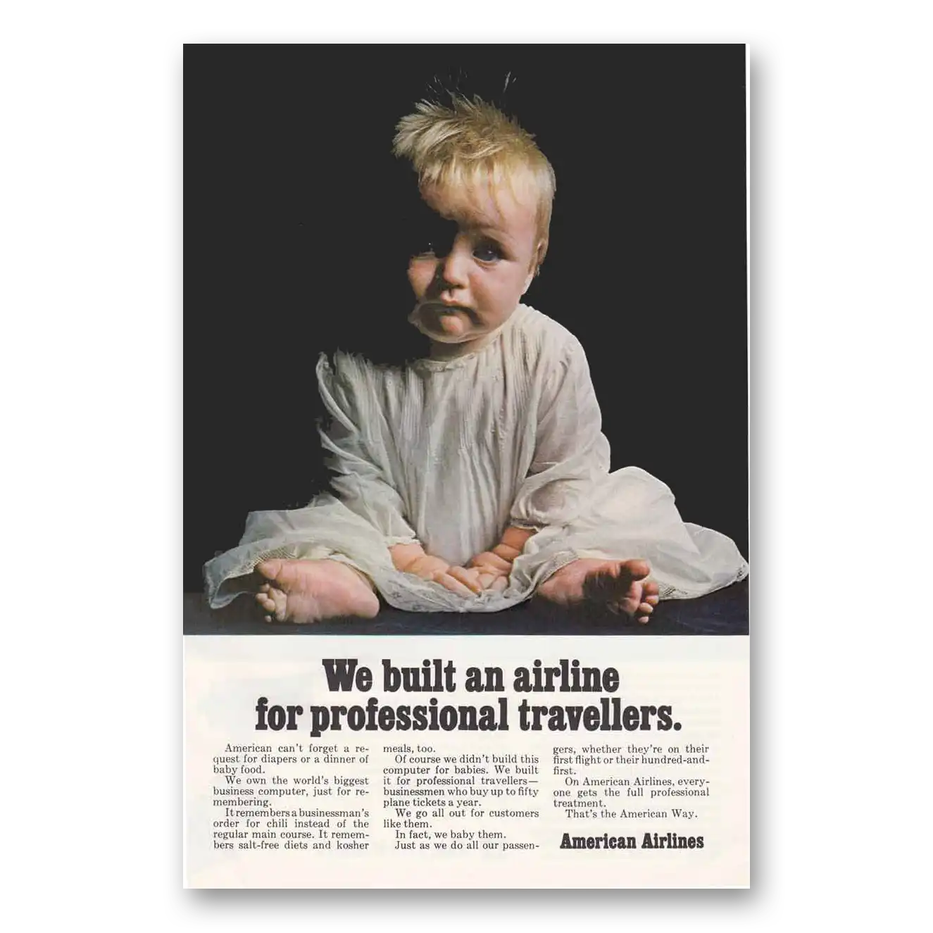 1968 American Airlines Professional Travelers Vintage Magazine Print Ad