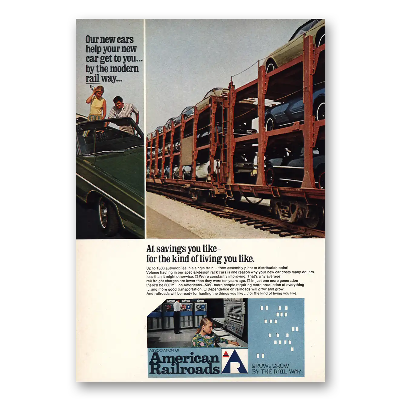 1968 Association of American Railroads Our New Cars Vintage Magazine Print Ad