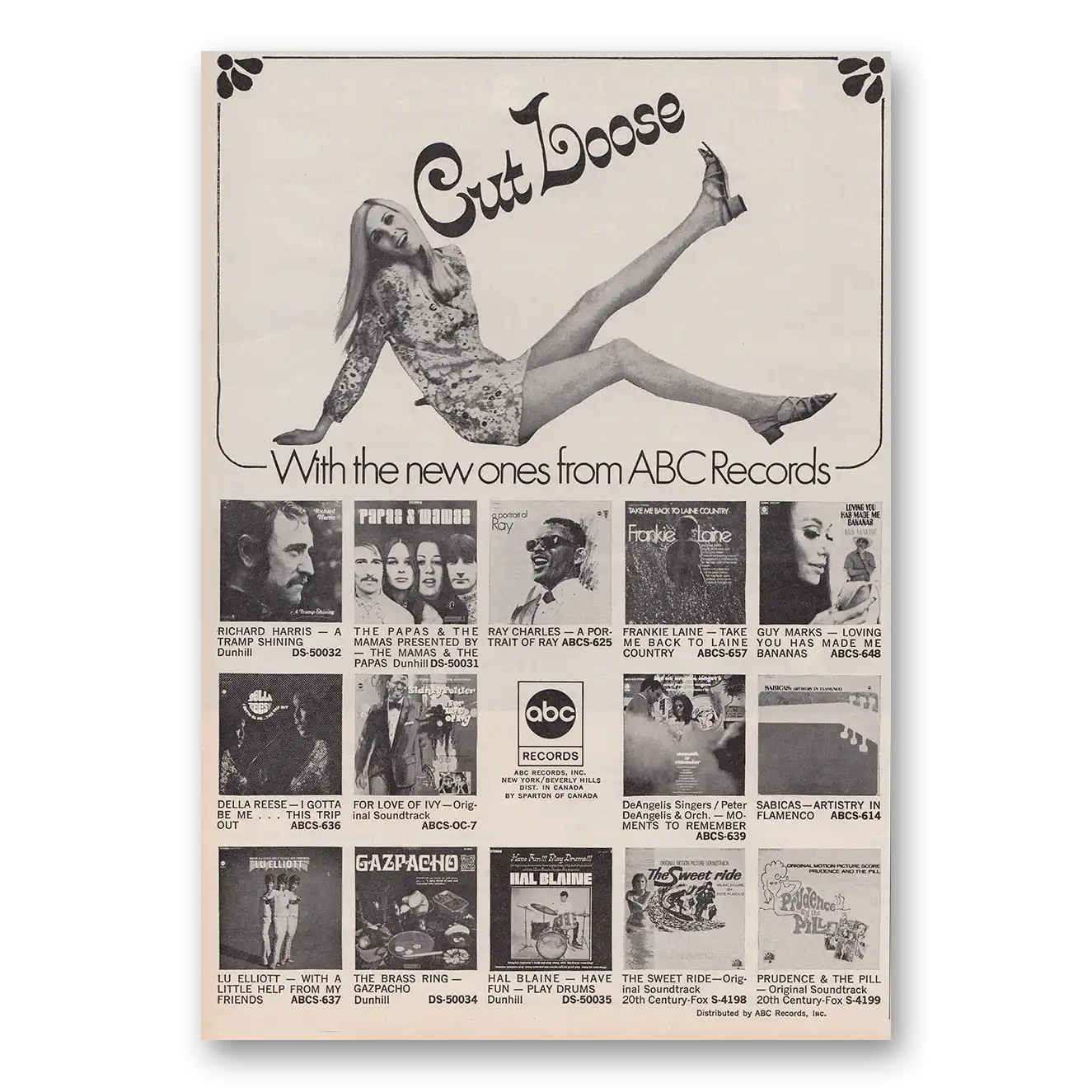 1968 ABC American Broadcasting Cut Loose with the New Ones Vintage Magazine Print Ad