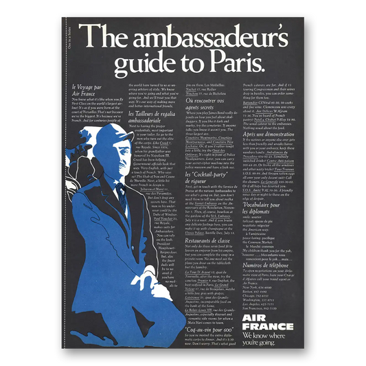 1968 Air France Ambassadeurs Guide to Paris Vintage Magazine Print Ad