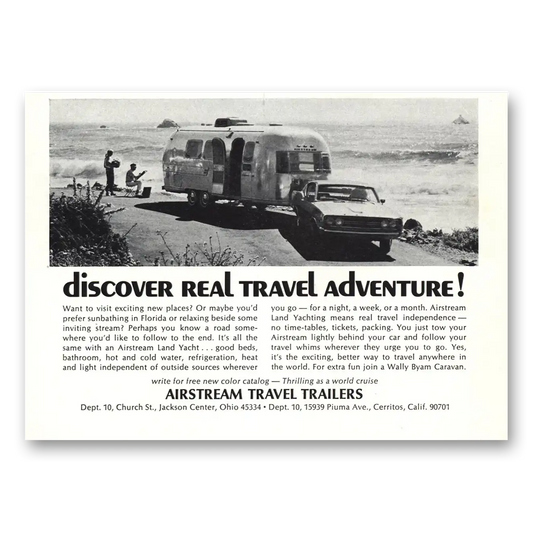 1968 Airstream Trailers Prefer Sun bathing in Florida Vintage Magazine Print Ad