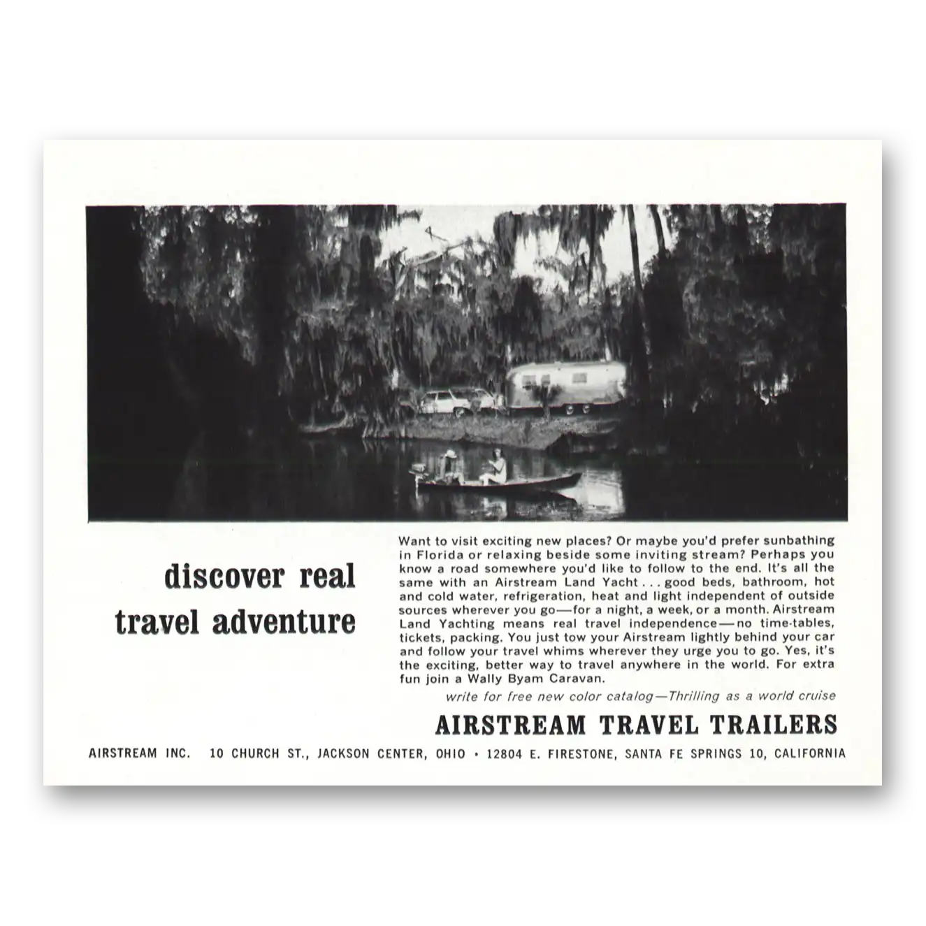 1968 Airstream Trailers Lake Canoe Discover Real Travel Adventure Vintage Magazine Print Ad