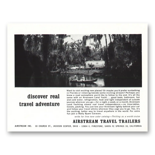 1968 Airstream Trailers Lake Canoe Discover Real Travel Adventure Vintage Magazine Print Ad