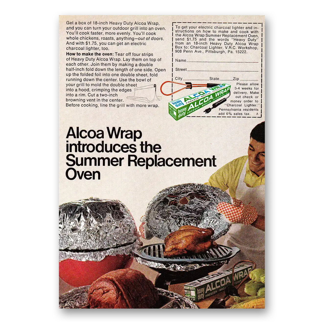 1968 Alcoa Wrap Summer Replacement Oven Vintage Magazine Print Ad