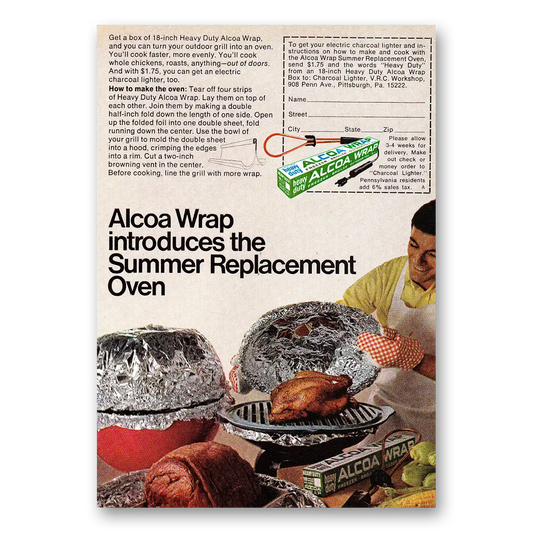 1968 Alcoa Wrap Summer Replacement Oven Vintage Magazine Print Ad