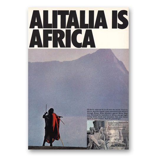 1968 Alitalia Airlines Alitalia Is Africa Vintage Magazine Print Ad