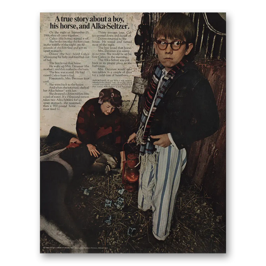 1968 Alka Seltzer True Story About Boy His Horse Vintage Magazine Print Ad