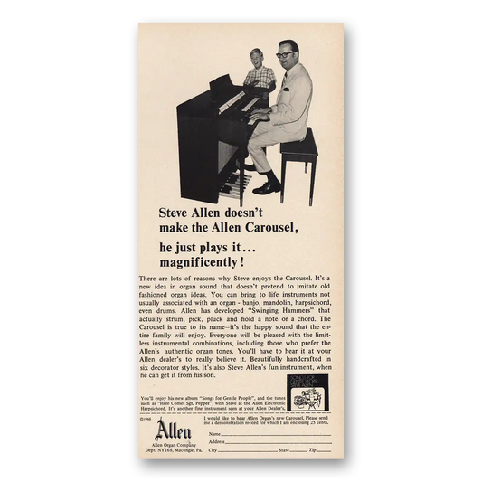 1968 Allen Organ Steve Allen Doesn’t Make Allen Carousel Vintage Magazine Print Ad