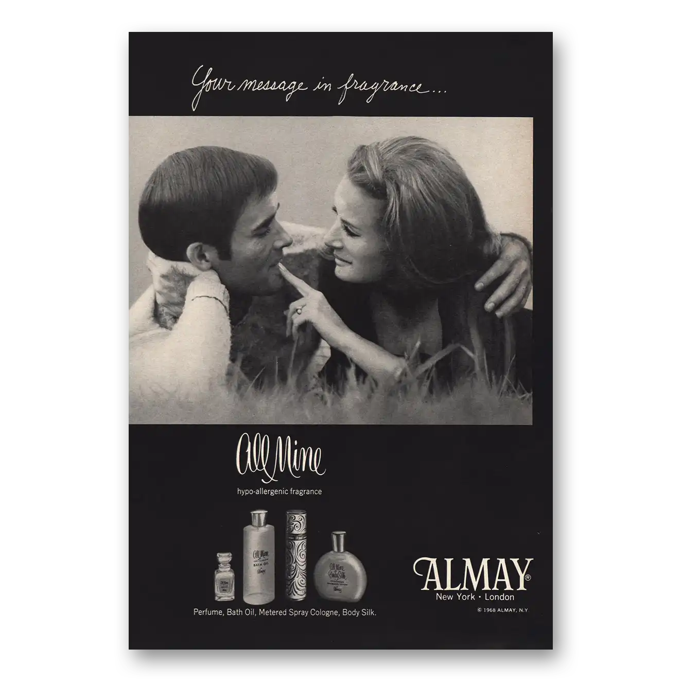 1968 Almay All Mine Your Message In Fragrance Vintage Magazine Print Ad