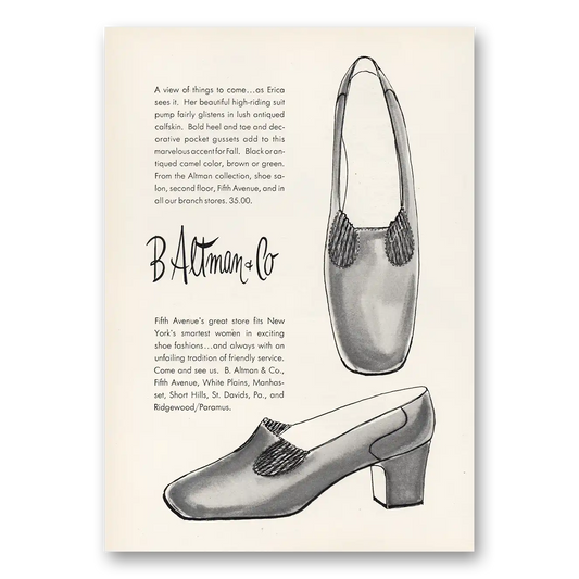 1968 B Altman High Riding Suit Pump Vintage Magazine Print Ad