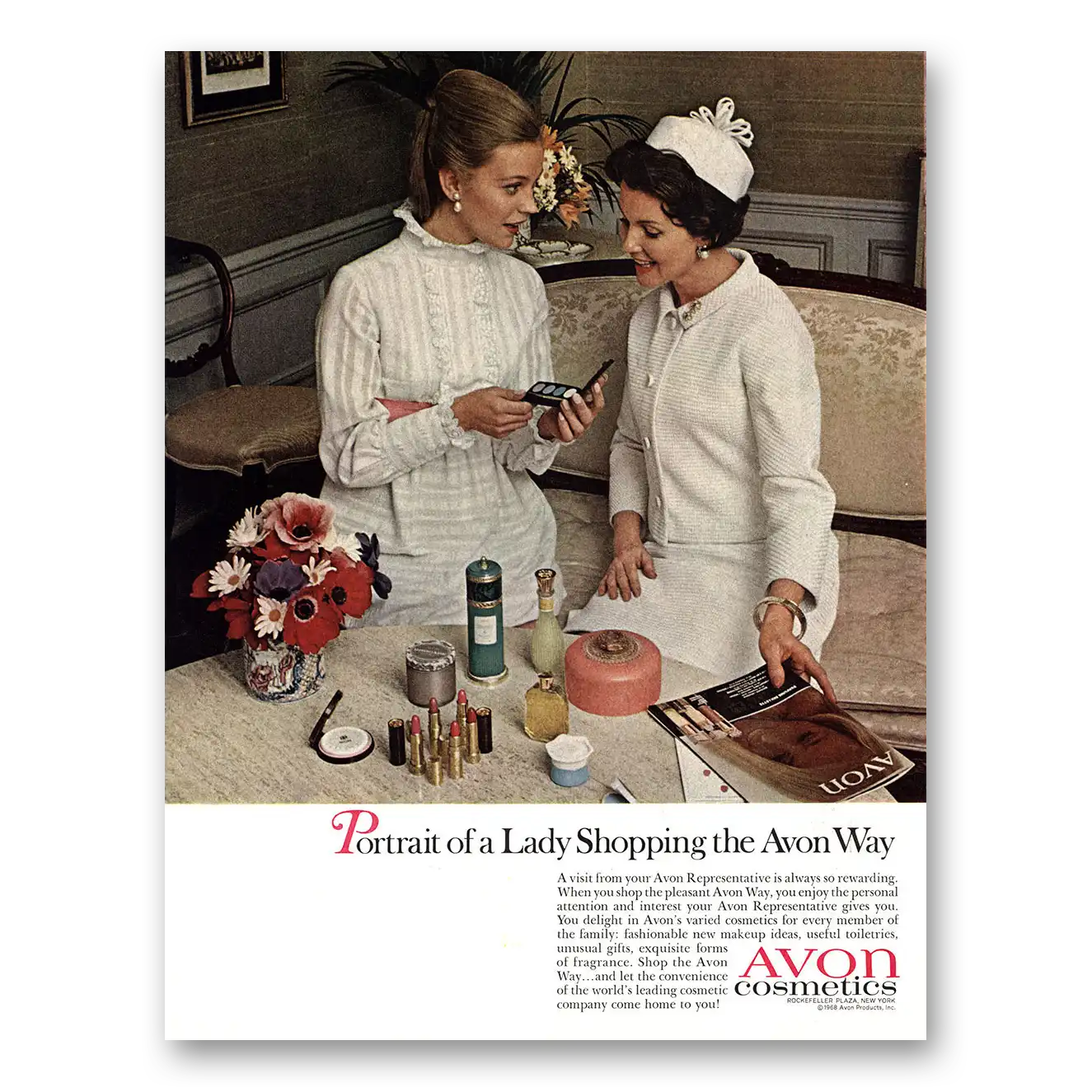 1968 Avon Portrait of Lady Shopping Vintage Magazine Print Ad