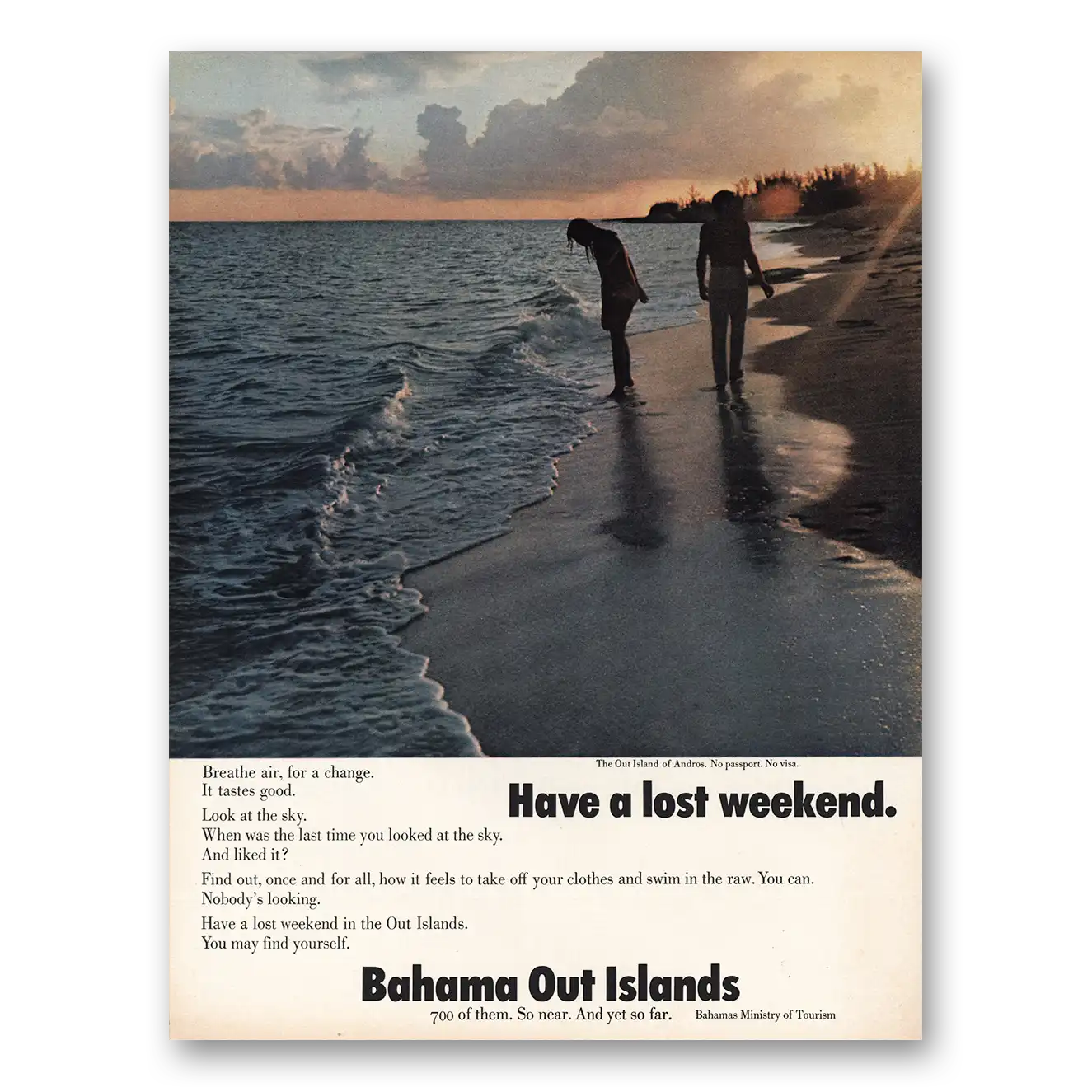 1968 Andros Bahamas Have Lost Weekend Vintage Magazine Print Ad